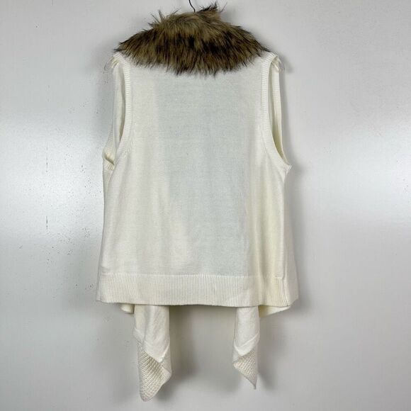 Michael Kors Faux Fur Vest Large Cream Waterfall Sweater Removable Collar NWT - Picture 4 of 10
